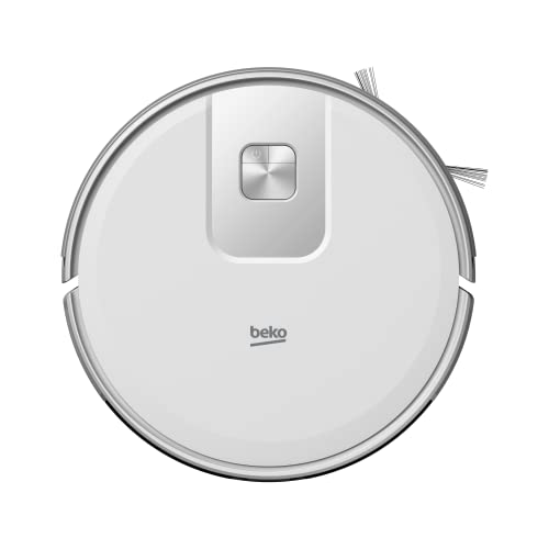 Beko Robot Cleaner VRR60314VW | White/Chrome Design | 150 Minute Run Time | 2000 Pa Suction Power | 4 Cleaning Modes | Mophead and water tank | Wifi connected/Smartphone compatible