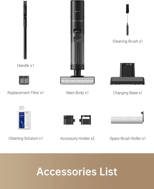 dreame H12 Pro Wet Dry Vacuum Cleaner, Smart Floor Cleaner Cordless Vacuum and Mop for Hard Floors, One-Step Edge to Edge Cleaning with Hot Air Drying