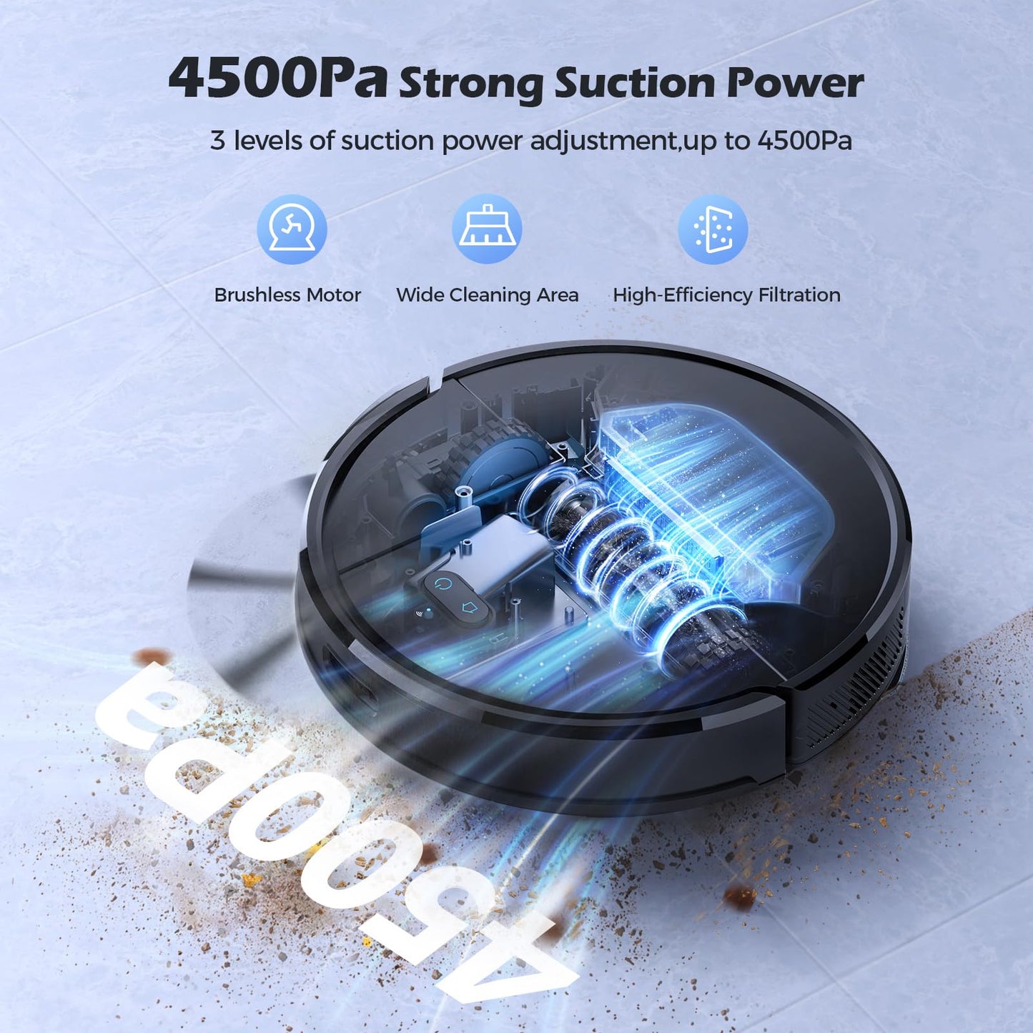 Lubluelu Robot Vacuum Cleaner with Mop, 4500Pa Robot Vacuum with 2.5L Self Emptying Station, Hands-Free Up to 60 Day, LiDAR Navigation, WiFi/App/Alexa, 3 in 1 Robotic for Pet Hair Hard Floor (Black)