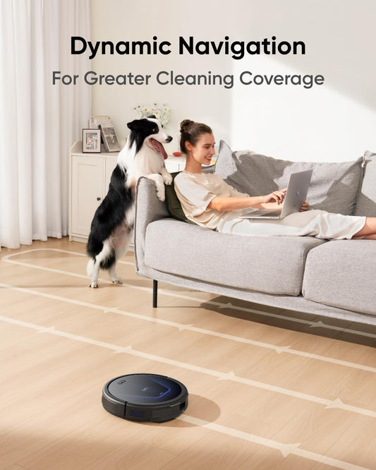 eufy G50 Robot Vacuum with 4,000 Pa Strong Suction, Dynamic Navigation, Pro-Detangle Comb, Roller Brush, Ideal for Pet Hair, Hard Floors, Carpet (Renewed)