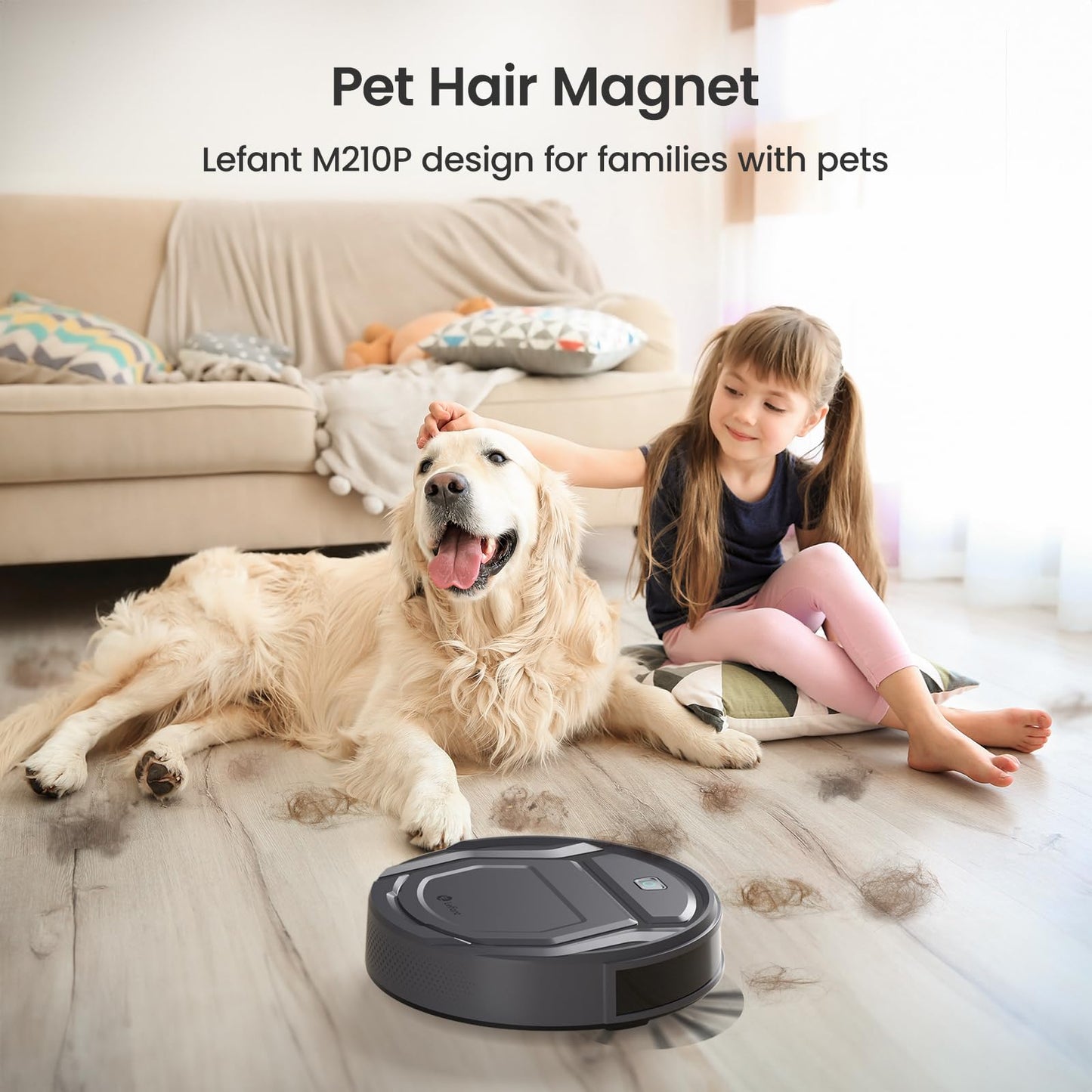 Lefant M210P Grey Robot Vacuum Cleaner, Small Robot Robotic Vacuum 7.8cm Thin 28cm DIA, 2200 Pa Suction, Alexa Voice Control Self-Charging Robotic Vacuum Ideal for Pet Hair Hard Floor and Carpet