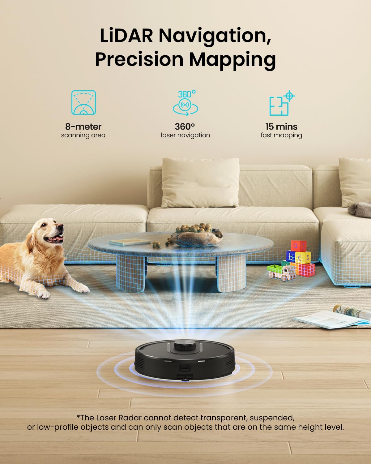 Vexilar Self-Emptying Robot Vacuum Cleaner with Mop, Laser Navigation, Up to 60 Days of Hands-Free Cleaning, 180 Mins Runtime, Strong 6000Pa Suction Robot Vacuum to Clean Floors, Carpets, and Pet Hair