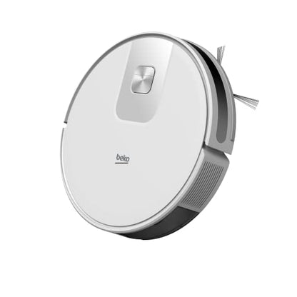 Beko Robot Cleaner VRR60314VW | White/Chrome Design | 150 Minute Run Time | 2000 Pa Suction Power | 4 Cleaning Modes | Mophead and water tank | Wifi connected/Smartphone compatible