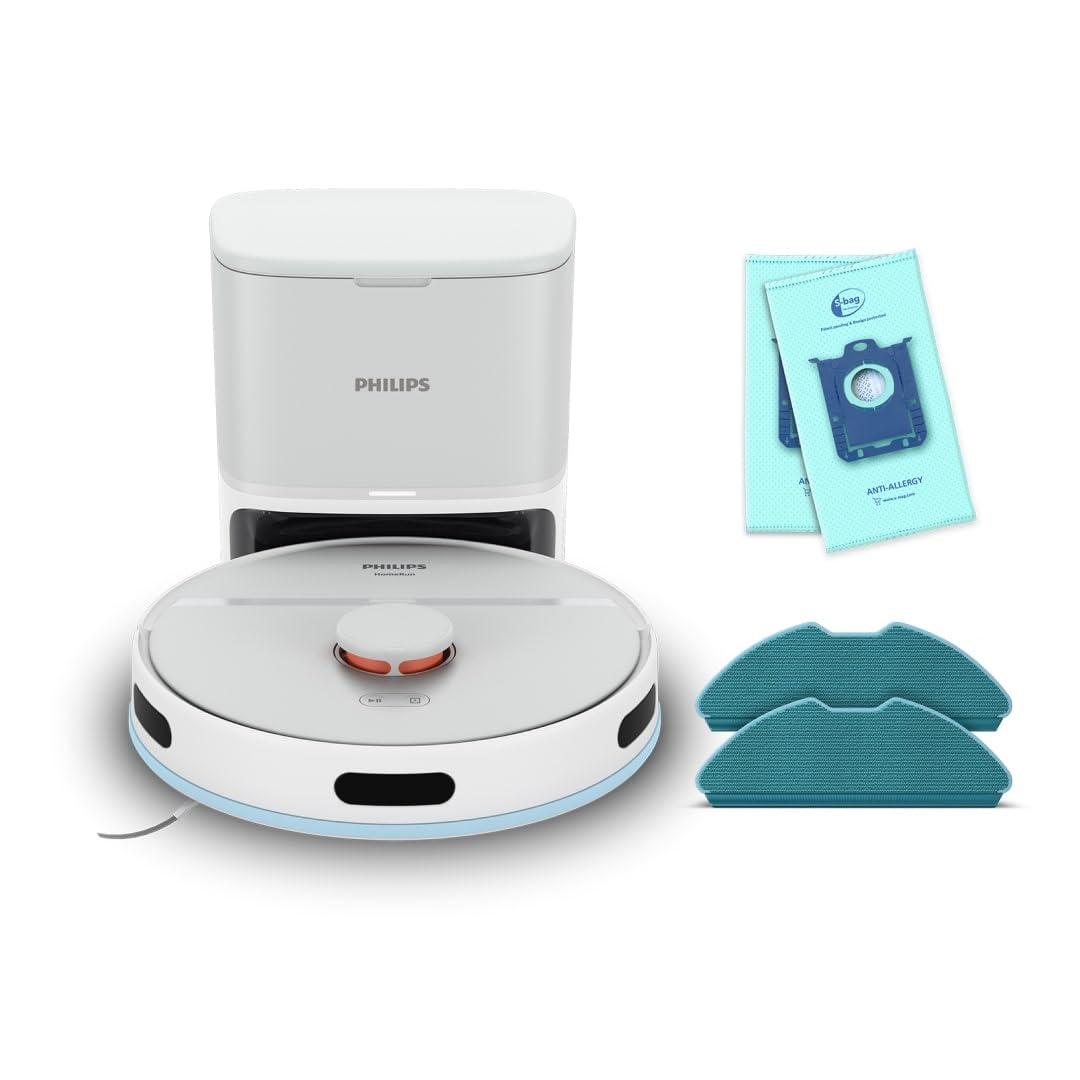 Philips 2000 Series Robot Vacuum Cleaner - 2700 Pa Suction, Laser Navigation, HomeRun App, Auto Emptying Station, 130 minutes Working Time, Carpet Mode (XU2100/20)