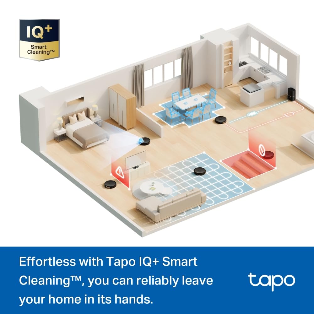 Tapo RV30 Max 5300Pa Hyper Suction Robot Vacuum Cleaner with Mop without remote, Faster Mapping LiDAR+IMU Dual Navigation, Auto-Charging, Virtual Walls, Robotic Vacuums, Voice Control