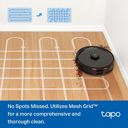 Tapo RV30 Max 5300Pa Hyper Suction Robot Vacuum Cleaner with Mop without remote, Faster Mapping LiDAR+IMU Dual Navigation, Auto-Charging, Virtual Walls, Robotic Vacuums, Voice Control