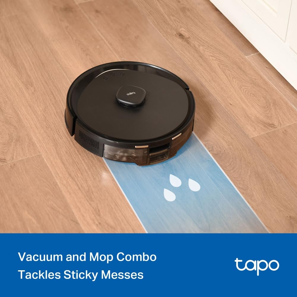 Tapo RV30 Max 5300Pa Hyper Suction Robot Vacuum Cleaner with Mop without remote, Faster Mapping LiDAR+IMU Dual Navigation, Auto-Charging, Virtual Walls, Robotic Vacuums, Voice Control