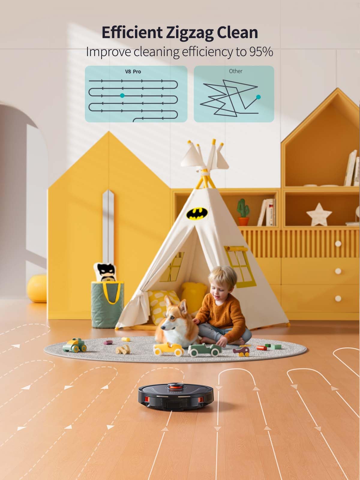 HONITURE Robot Vacuum Cleaner with Mop, 5000Pa Ultra Strong Suction, Lidar Navigation, Multi-floor Mapping, 3-in-1 Robot Hoover, APP/Alexa/WIFI, Ideal for Pet Hair, Carpet and Hard Floors(V8 Pro)