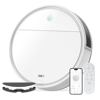 OKP K5 Pro Robot Vacuum Cleaner, 5000Pa Robotic Suction, WiFi/APP/Alexa Controlled Mopping, Self-Charging Silent, 180 Minutes Runtime, Slim Design Robotic Vacuum with Mop, Ideal for Pet Hair
