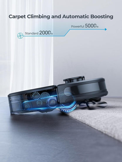 Laresar Clean Robot Vacuum Cleaner with Mop, 5000Pa Strong Suction, Lidar Navigation Robot Vacuum with 3.5L Self-Empty Station, 180mins Runtime, Robotic Vacuuum for Hard Floors and Carpets, L6 Nex