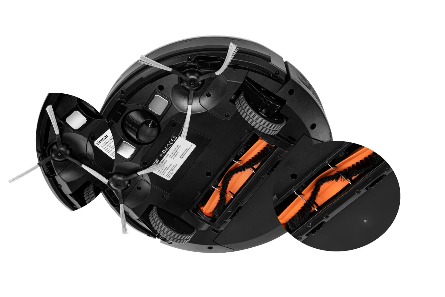 Linsar - Robot Vacuum Cleaner - strong suction, long running time - For carpet, pet hair, hard floors - Robot hoover with charging station, remote control and app (Black)