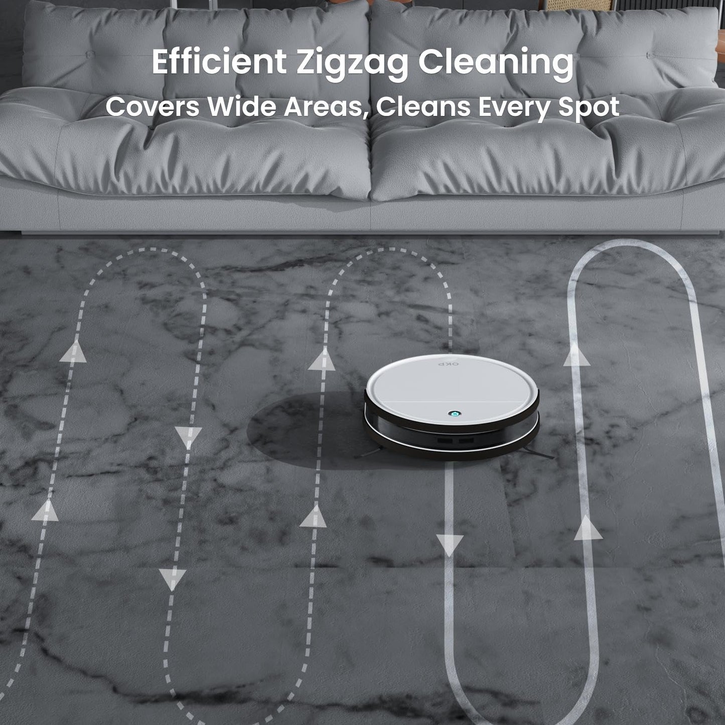 OKP 2500Pa Robot Vacuum Cleaner, Strong Suction, 120 Mins Runtime, Tangle-Free, Precise Obstacle Detection, Smart Self Charging Robotic Vacuums, Ideal for Pet Hair