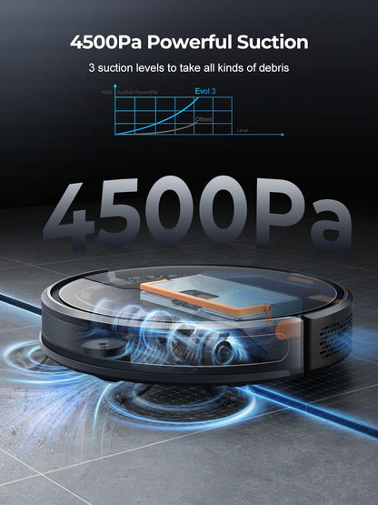 Laresar Clean Robot Vacuum Cleaner with Mop, 4500Pa Strong Suction, Robotic Vacuum, 180mins Runtime, Alexa/APP, Robot Vacuum with Auto Carpet Boost, Ideal for Pet Hair, Hard Floors, Carpet (Evol 3)