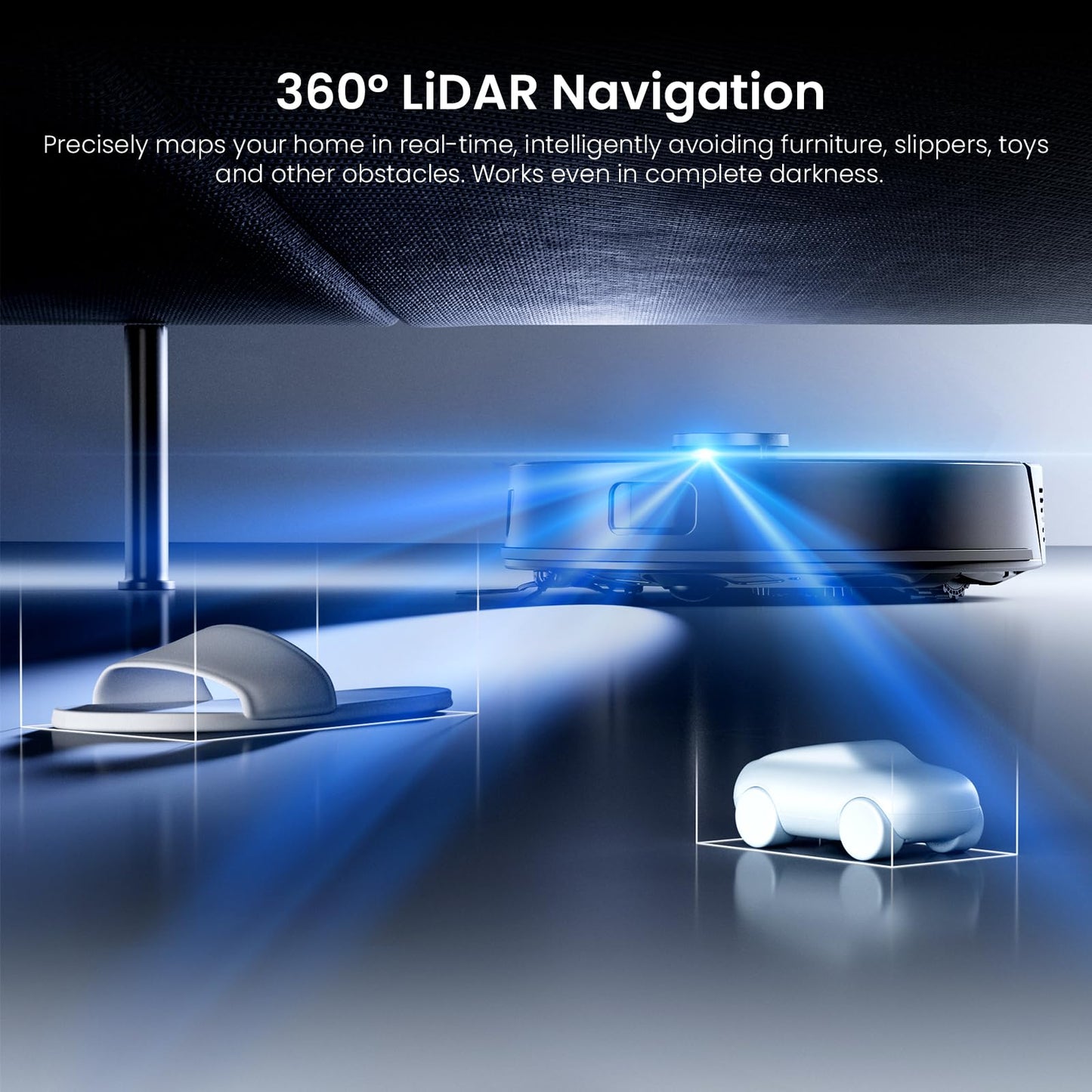 Proscenic Q8 Robot Vacuum Cleaner with Mop, 8000Pa 200Mins Robotic Vacuum with Lidar Navigation, 5 Real-Time Mapping, WiFi/Alexa/APP Remote Control Robot Hoover for Floor Carpet Pet Hair