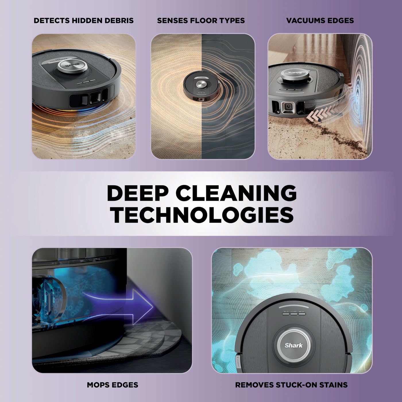 Shark PowerDetect Robot Vacuum and Mop with 30-Day Self-emptying and Cleaning Base - Anti-odour - 3D LiDAR Navigation - Wi-Fi / App - 3 Anti-microbial Pads and 2 Brushes Incl. - White