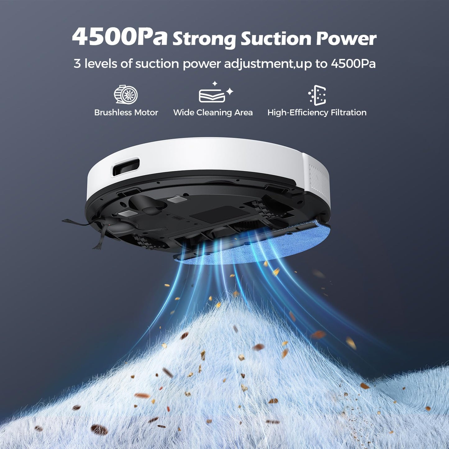 Lubluelu Robot Vacuum Cleaner with Mop 4500Pa,3 in 1 Robotic Vacuum, Laser Navigation, 5 Maps,Super Slim, Carpet Auto Boost,WiFi/App/Alexa,Vacuum Robot ideal for Hard Floor, Pet Hair, Carpet