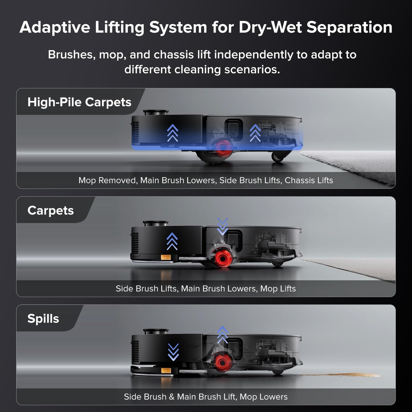 roborock Saros 10 Robot Vacuum Cleaner 22,000 Pa, 3.14-Inch Ultra Slim, Zero-Tangling, AI 3.0 Obstacle Avoidance, Auto Detachable Mop, 80°C Mop Washing, Hot Water Dock Self Cleaning (Black)