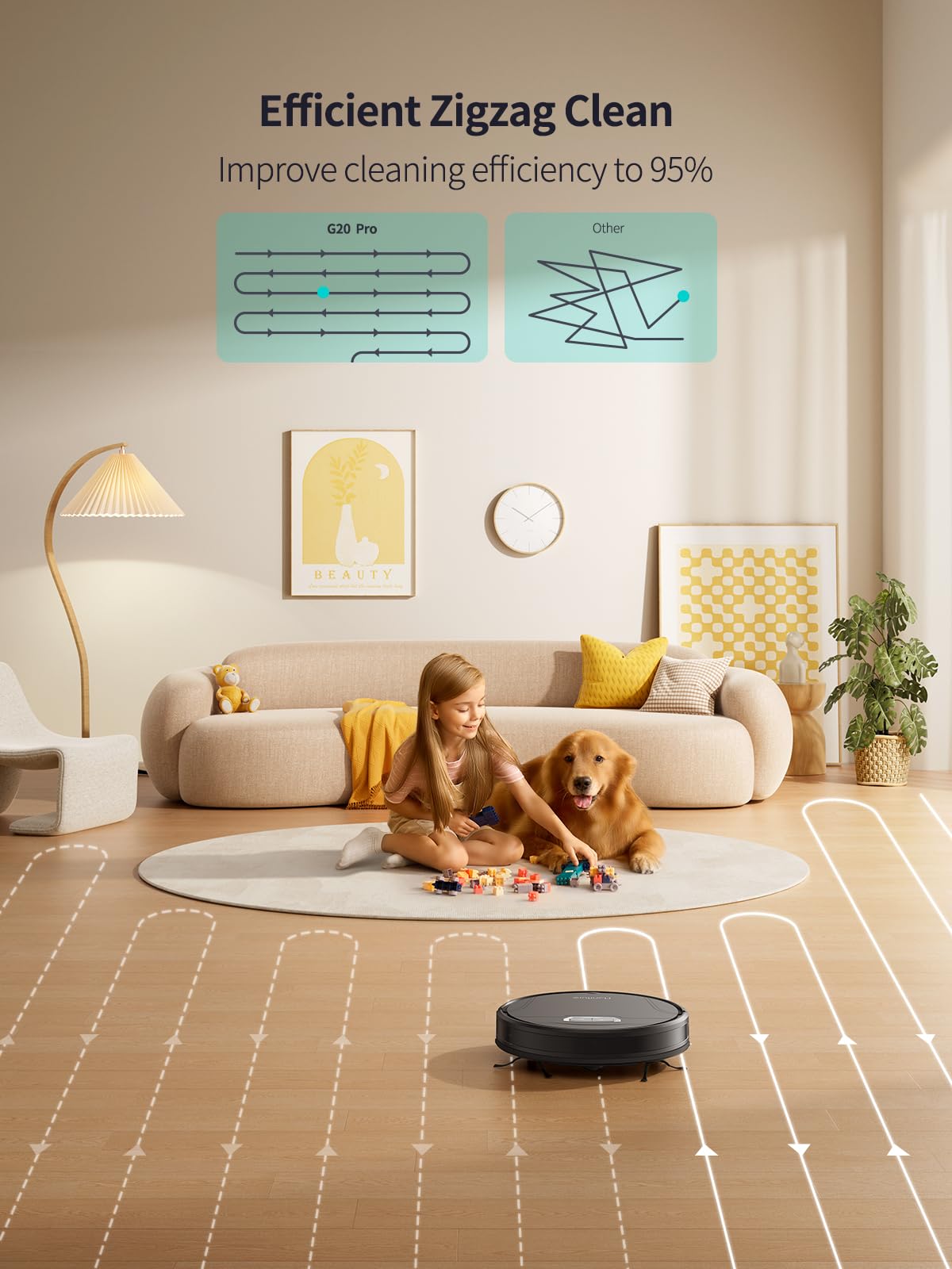 HONITURE Robot Vacuum Cleaner with Mop, 4500Pa Ultra Strong Suction, G20 PRO Robotic Vacuums with Auto Carpet Boost, Alexa/WiFi/APP, Super Thin Robot Hoover, Ideal for Pet Hair Hard Floor