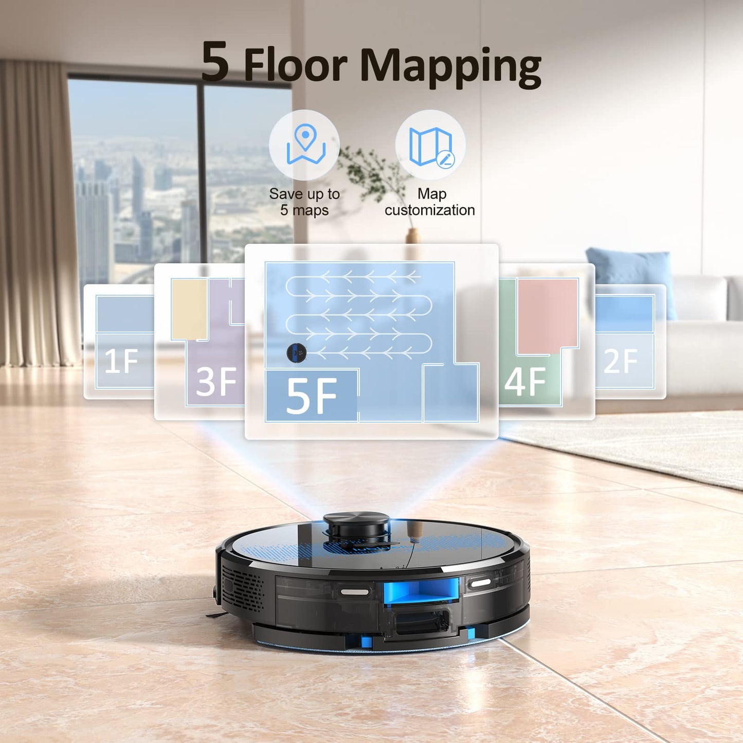 Lubluelu Robot Vacuum Cleaner with Mop 4000Pa, 2 in 1 Robot Vacuum, Lidar Navigation, 5 Real-Time Mapping,10 No-go Zones, Wifi/App/Alexa, Robotic Vacuum Cleaner for Pet Hair, Carpet, Hard Floor(Black)