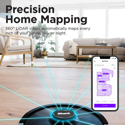 Shark Matrix Plus 2-in-1 Self-Empty Robot Vacuum Cleaner & Mop with LiDAR Home Mapping & Edge Cleaning, for Carpet, Hard Floors & Pet Hair, Anti-Allergen, Self-Charging, WiFi/App, Black