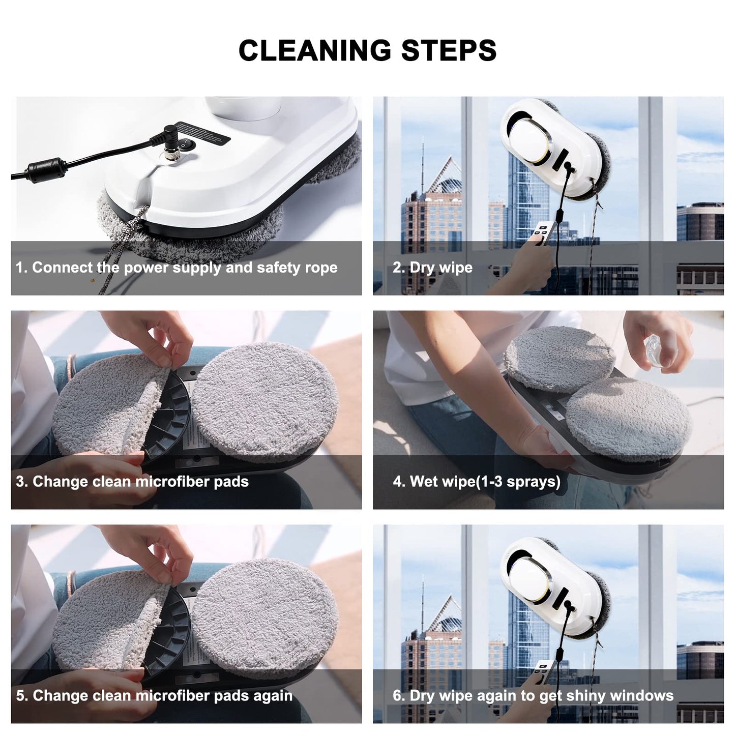 CHOVERY CL.1 Robot Glass Cleaner, Remote Control, Deep Cleaning, Intelligent Edge Detection System, Suitable for Windows, Tiles, Bathrooms (White)…