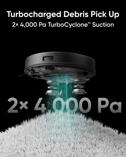 eufy X8 Pro Robot Vacuum Cleaner with Mop and Self-Empty Station, Twin-Turbine™ 2× 4000Pa Suction, Active Detangling™ Roller Brush, and iPath™ Laser Navigation for Pet Hair