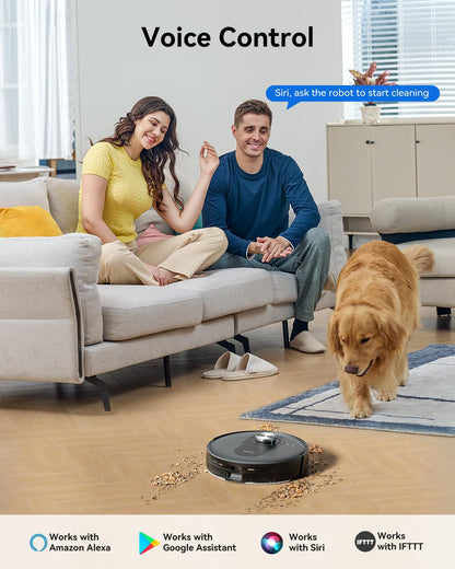 Proscenic Q8 Max Robot Vacuum Mop with Self-Empty Station, 6000Pa 200Min Robotic Vacuum with Lidar Navigation, 5 Real-Time Mapping, WiFi/Alexa/APP Remote Control Robot Hoover for Floor Carpet Pet Hair