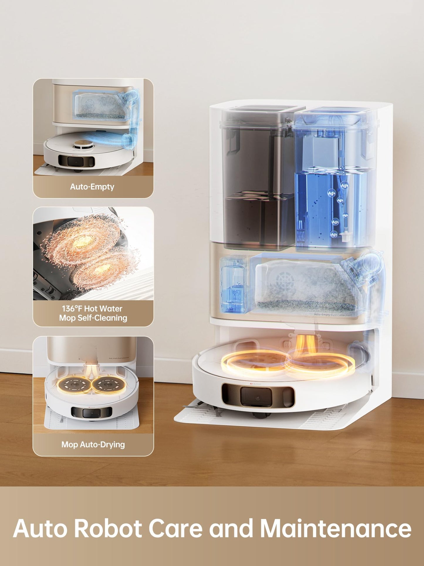 dreame L10s Pro Ultra Heat Robot Vacuum Cleaner, 7000Pa Robotic Vacuums with Mop Extend Technology, AI 3D Navigation, Hot Water Mop Washing, Ideal for Hair, Carpets