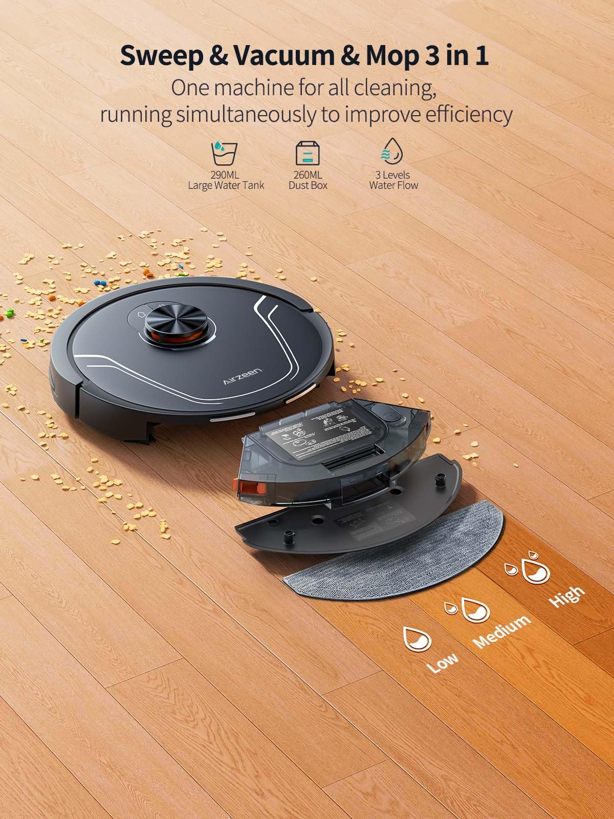 HONITURE Robot Vacuum Cleaner with Mop, 5000Pa Ultra Strong Suction, Lidar Navigation, Multi-floor Mapping, 3-in-1 Robot Hoover, APP/Alexa/WIFI, Ideal for Pet Hair, Carpet and Hard Floors(V8 Pro)