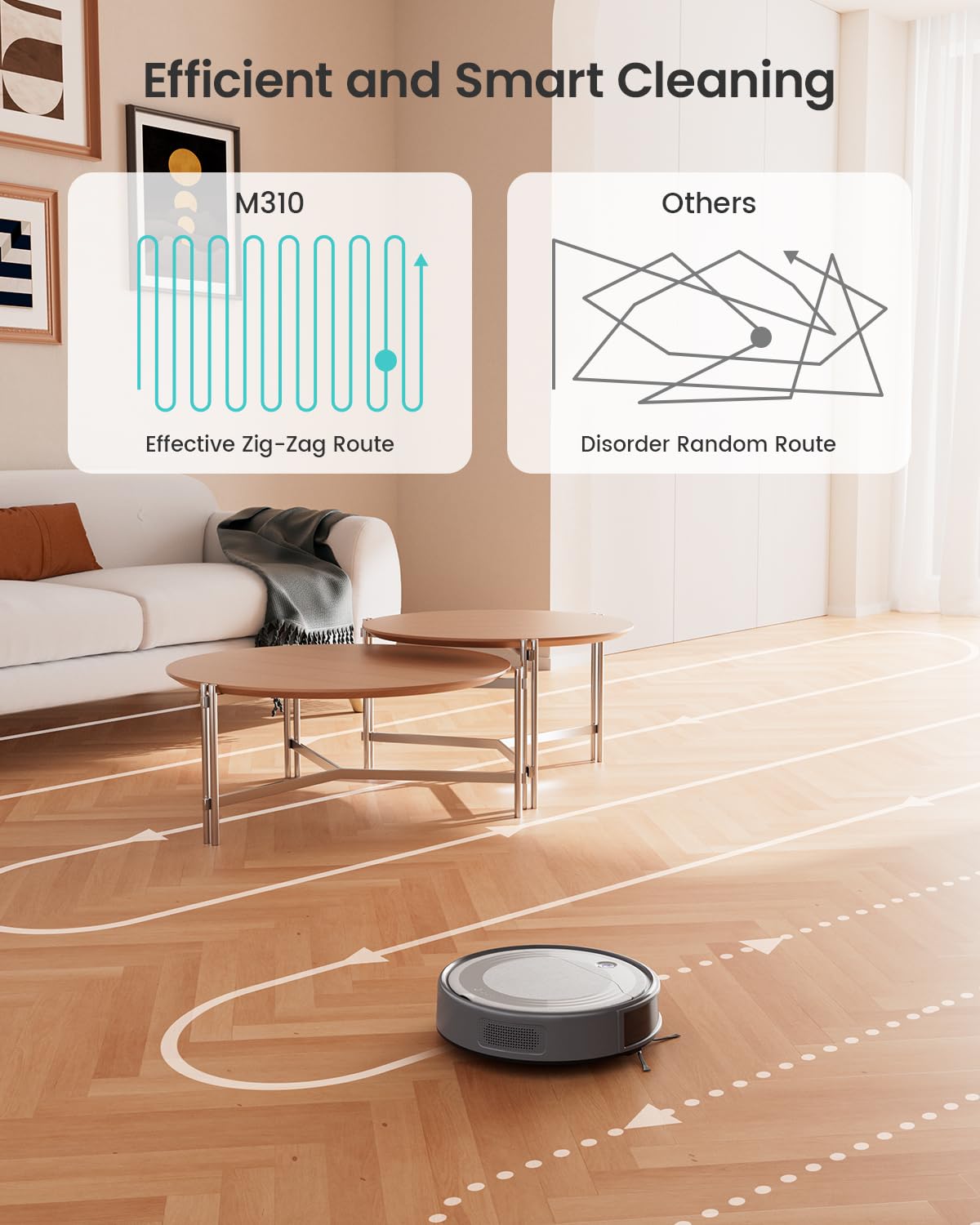 Lefant M310 Robot Vacuum Cleaner, 4500Pa Powerful Suction, Slim 7.9cm Height, 28cm Compact Size, Self-Charging, 2.4G Wi-Fi/App/Alexa Control, Ideal for Pet Hair, Hard Floors and Low-Pile Carpets