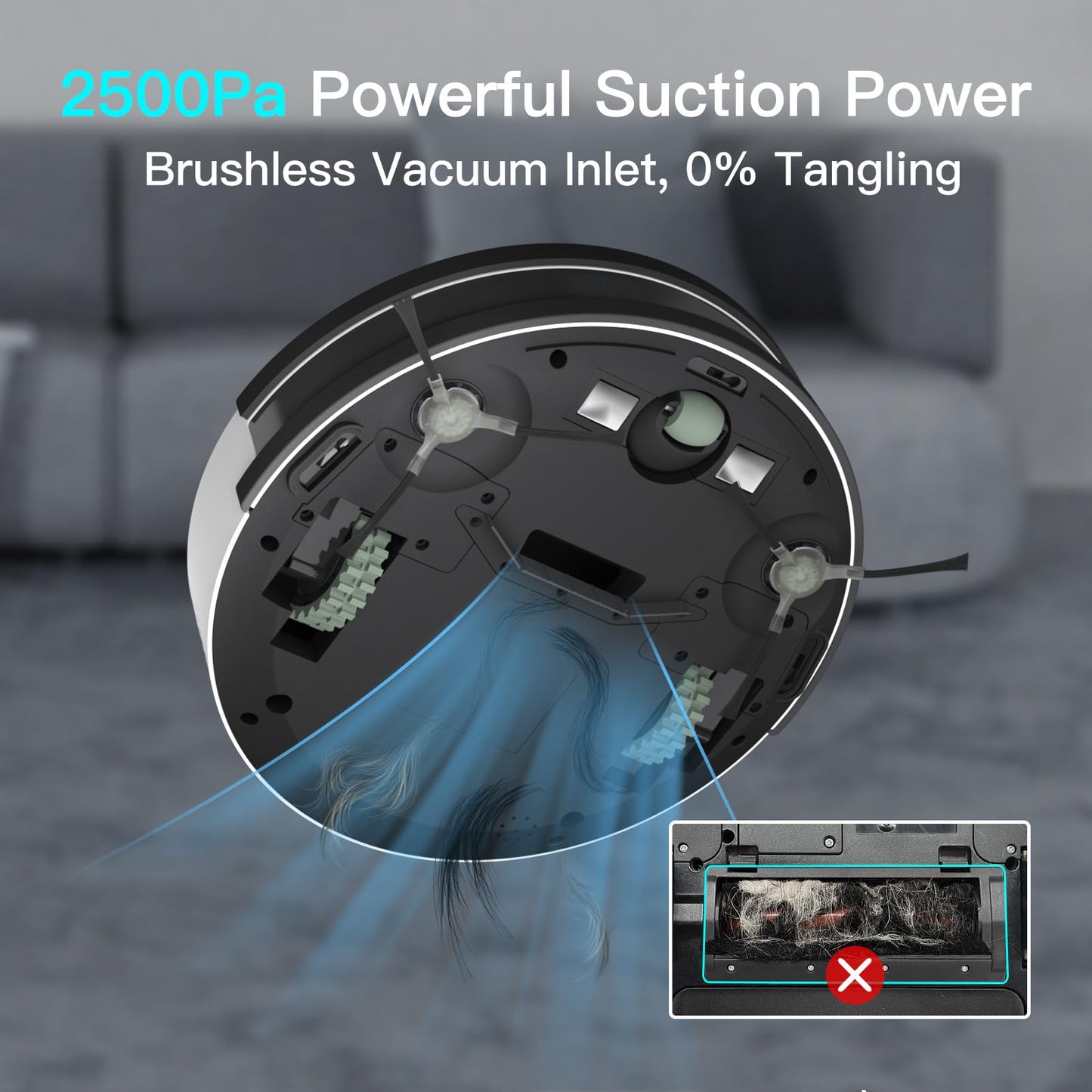 OKP 2500Pa Robot Vacuum Cleaner, Strong Suction, 120 Mins Runtime, Tangle-Free, Precise Obstacle Detection, Smart Self Charging Robotic Vacuums, Ideal for Pet Hair