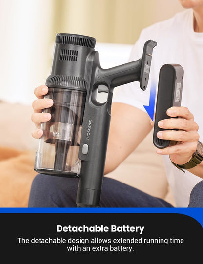 Proscenic P11 Mopping Cordless Vacuum cleaner, 550W/45Kpa 60Mins Wet and Dry Vacuum Cleaner and Mop Combo 3 in 1, Stick Vacuum Cleaner with LED Touch Screen, Cordless Hoover For Floors Carpet Pet Hair