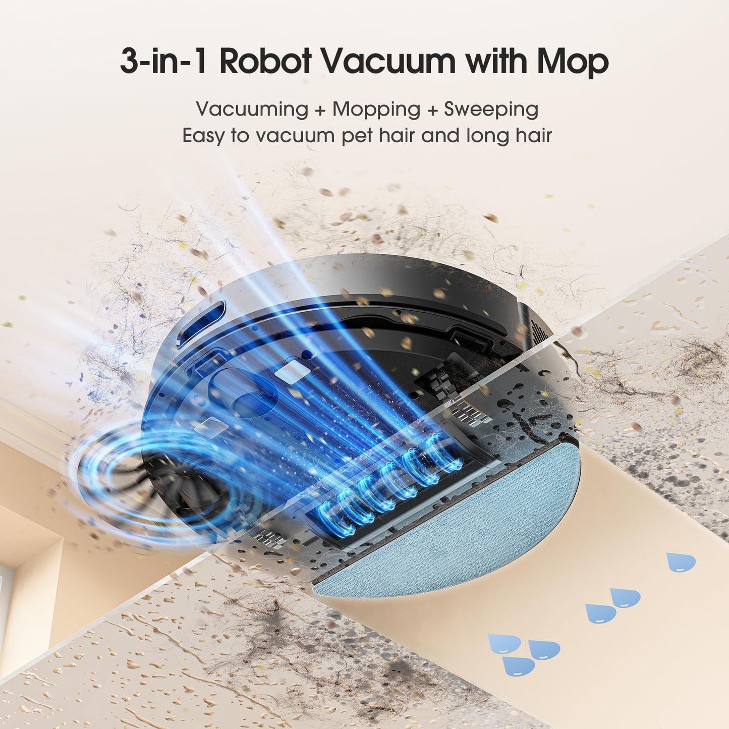 Lubluelu Robot Vacuum Cleaner with Mop, Upgraded 5500Pa Robotic Vacuums with Lidar Navigation, 5 Maps, Smart NO-GO Zones, WiFi/App/Alexa, 3 in 1 Robotic Vacuum for Pet Hair, Carpet, Hard Floor
