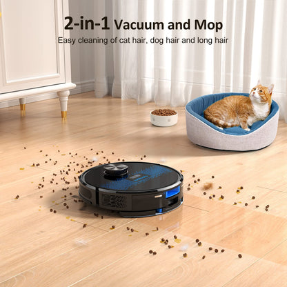 Lubluelu Robot Vacuum Cleaner with Mop 4000Pa, 2 in 1 Robot Vacuum, Lidar Navigation, 5 Real-Time Mapping,10 No-go Zones, Wifi/App/Alexa, Robotic Vacuum Cleaner for Pet Hair, Carpet, Hard Floor(Black)