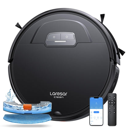 Laresar Clean Robot Vacuum Cleaner with Mop, 4500Pa Strong Suction, Robotic Vacuum, 180mins Runtime, Alexa/APP, Robot Vacuum with Auto Carpet Boost, Ideal for Pet Hair, Hard Floors, Carpet (Evol 3)