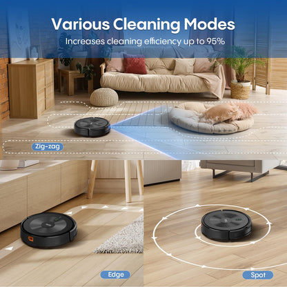 Deenkee Robot Vacuum 4000Pa Strong Suction, Robot Vacuum Cleaner with Mop 7.8cm Ultra-Slim & Schedule & Wifi/APP/Alexa Control, Self-Charging Clean Robot Vacuum and Mop (Light Black)