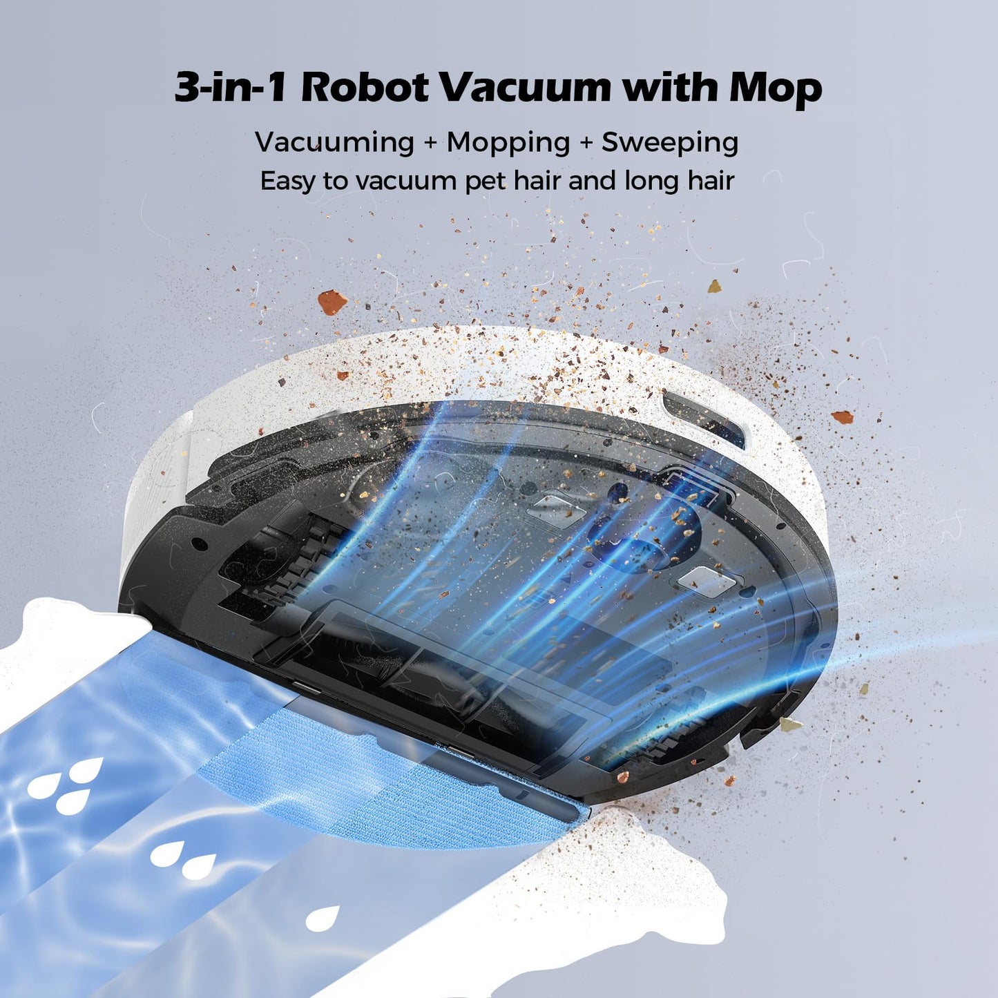 Lubluelu Robot Vacuum Cleaner with Mop 4500Pa,3 in 1 Robotic Vacuum, Laser Navigation, 5 Maps,Super Slim, Carpet Auto Boost,WiFi/App/Alexa,Vacuum Robot ideal for Hard Floor, Pet Hair, Carpet