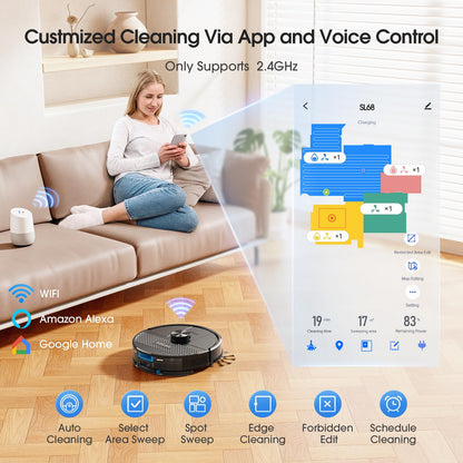 Lubluelu Robot Vacuum Cleaner with Mop, Upgraded 5500Pa Robotic Vacuums with Lidar Navigation, 5 Maps, Smart NO-GO Zones, WiFi/App/Alexa, 3 in 1 Robotic Vacuum for Pet Hair, Carpet, Hard Floor