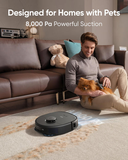eufy X10 Pro Omni Robot Vacuum Cleaner with Dual Mop, All-in-One Station, 8,000Pa Powerful Suction, AI Obstacle Avoidance, Auto Mop Washing/Air-Drying/Emptying/Refilling
