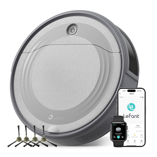 Lefant M310 Robot Vacuum Cleaner, 4500Pa Powerful Suction, Slim 7.9cm Height, 28cm Compact Size, Self-Charging, 2.4G Wi-Fi/App/Alexa Control, Ideal for Pet Hair, Hard Floors and Low-Pile Carpets