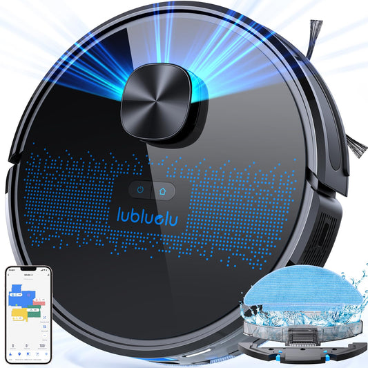 Lubluelu Robot Vacuum Cleaner with Mop 4000Pa, 2 in 1 Robot Vacuum, Lidar Navigation, 5 Real-Time Mapping,10 No-go Zones, Wifi/App/Alexa, Robotic Vacuum Cleaner for Pet Hair, Carpet, Hard Floor(Black)